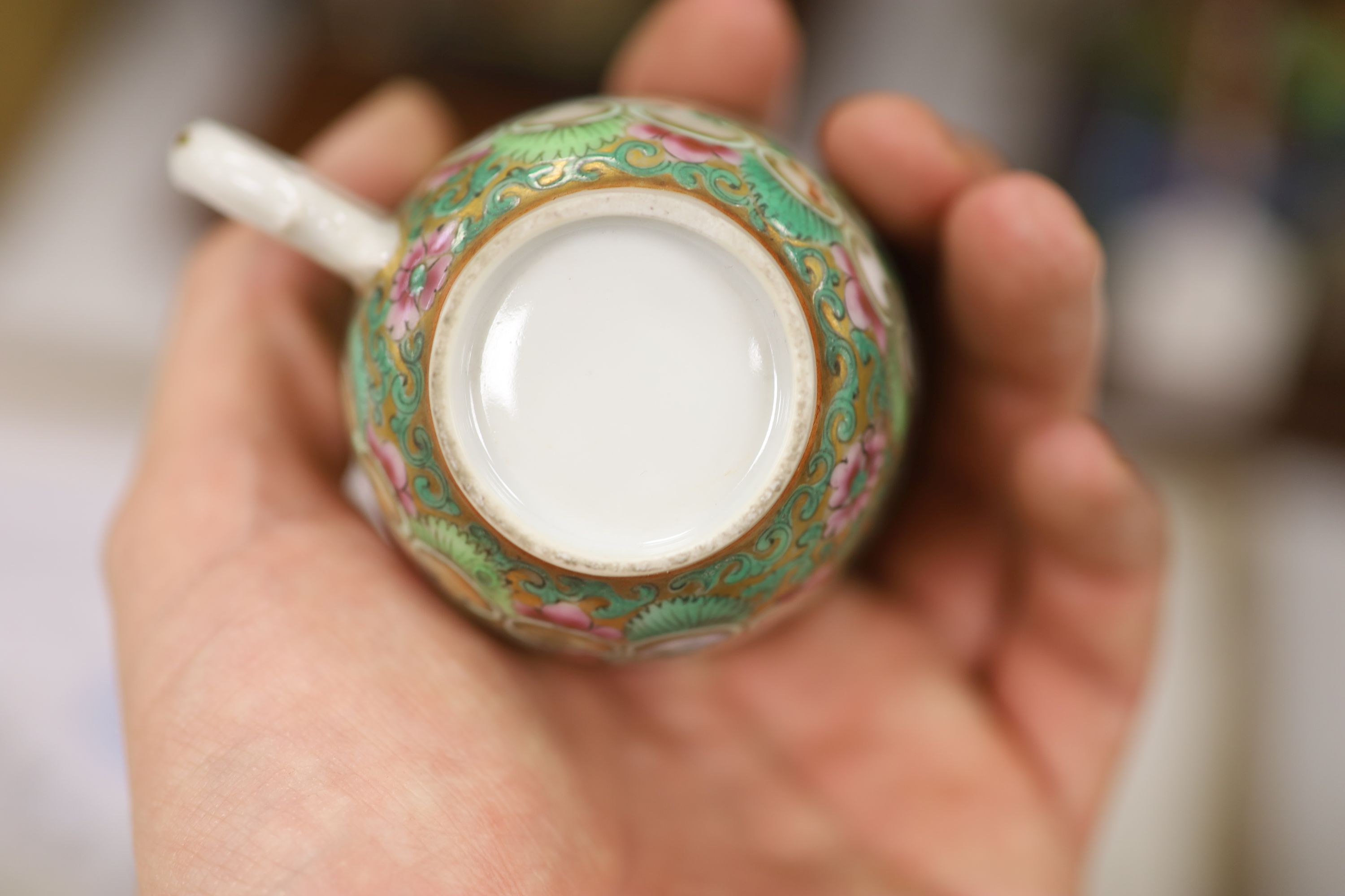 A 19th century Chinese famille rose five piece porcelain tea set